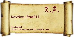 Kovács Pamfil névjegykártya